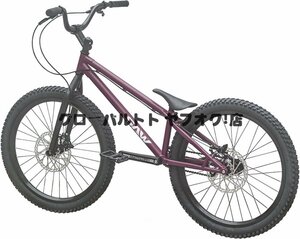 好評☆BMX 自転車 24インチ スタント用自転車 大人用 フロントおよびリアブレーキ付き Crmoフレームとフォーク パープル D115