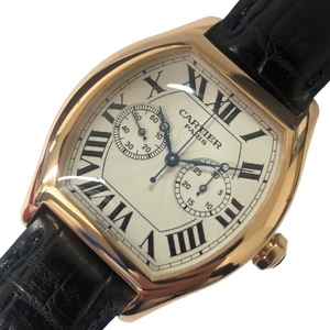 カルティエ Cartier トーチュXL ワンプッシュ　クロノグラフ W1547451 シルバー K18YG/クロコストラップ（社外） 腕時計 メンズ 中古