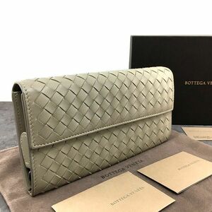 ☆送料無料☆ 極美品 BOTTEGAVENETA 長財布 ベージュ 総イントレチャート 箱付き 322