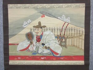 【模写】 掛軸 人物 [B24577] 長さ132cm 幅70cm 武将 武士 大将 掛け軸 床の間 飾り 古玩 古美術