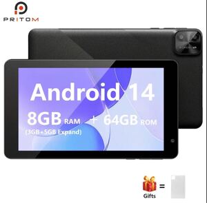 PRITOM 7インチAndroidタブレット、ケース付き、高性能(未開封)