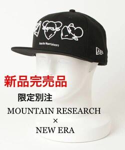 新品★別注★MOUNTAIN RESEARCH × NEW ERA マウンテンリサーチ × ニューエラ Bear Heads Cap ベアヘッド キャップ 刺繍 ブラック色 7 5/8