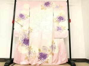 平和屋着物●豪華振袖　駒刺繍　牡丹文　金彩　正絹　逸品　AAAM6812ph