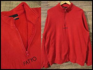 送無 G① JUMBO (XXL) (2XL) サイズ FAT エフエーティー FAT YO ロゴ 刺繍 ハーフジップ ハイネック スウェット トレーナー ビッグサイズ