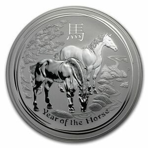 [保証書・カプセル付き] 2014年 (新品) オーストラリア「干支 十二支・ 午年 馬年」純銀 1キロ 銀貨