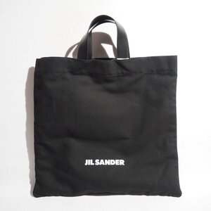 P3341P ●JIL SANDER ジルサンダー● コットンキャンバス スクエア トートバッグ ブラック ユニセックス J25WC0005 レザーハンドル rb mks