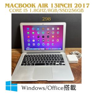 ［美品］Apple MacBook Air 13inch 2017/Core i5 1.8GHz/8GB/SSD256GB/Windows11/Office 2021/298