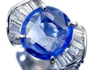 1円～【ジュエリー極】GIA鑑 スリランカ産大粒良質非加熱ブルーサファイア5.53ct＆ダイヤ1.05ct 高級Pt900リング kitk9420vlml【送料無料】