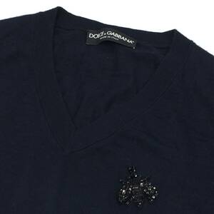 DOLCE＆GABBANA ドルチェ＆ガッバーナ オールカシミヤ ガラスビジュー BEE/蜜蜂 ブローチング 薄手カシミヤ カシミヤニット/セーター