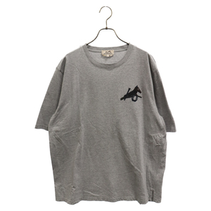 HERMES エルメス ホースレザーパッチ半袖カットソー Tシャツ グレー 21-5756