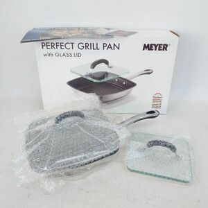 【未使用】MEYER マイヤー PERFECT GRILL PAN グリルパン ガラス蓋付 with GLASS LID 調理器具