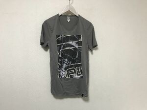 本物ジースターロウGSTAR RAWコットンVネックプリント半袖TシャツメンズアメカジサーフミリタリービジネススーツグレーM