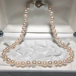 【大珠8.5-9.0mm】糸伸びあり アコヤ真珠 44cm ホワイト ネックレス 本真珠 アクセサリー SILVER pearl あこや パール