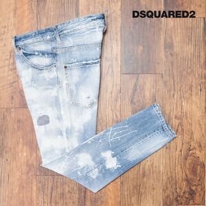 DSQUARED2/44サイズ/美脚デニムパンツ S71LB1035 SKATER JEAN ダメージ ペイント パッチワーク イタリア製 新品/青/ブルー/id121/