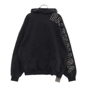 BALENCIAGA バレンシアガ アームサイドロゴ プルオーバースウェットパーカー フーディ ブラック 739024 TOVV2