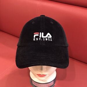 FILA／フィラ／コーデュロイキャップ／ブラック／メンズフリーサイズ(59〜61㌢)