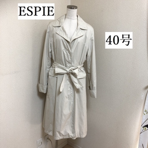 ESPIE レディース トレンチコート スプリングコート 中綿ライナー 撥水 40号 ホワイト 大きいサイズ