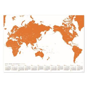 ムーングラフィックス 2025年 カレンダー ムーンカレンダー ポスター 世界地図 オレンジ CP202501a