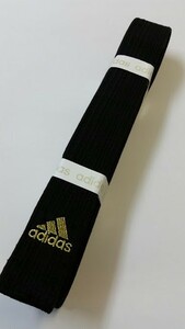 adidas アディダス 黒帯 340cm （金糸ロゴ刺繍モデル）新品 　.