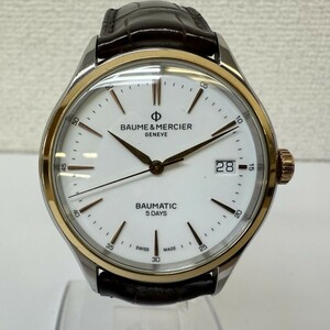 Z930-U36-44◎ BAUME&MERIER ボーム&メルシェ CLIFTON クリフトン BAUMATIC ボーマチック 65840 メンズ 腕時計 裏スケ 自動巻き 稼働