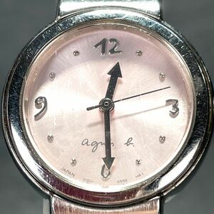 agnes b アニエスベー Y151-0G10 腕時計 アナログ クオーツ 3針 ピンク文字盤 メタルバンド シルバー 新品電池交換済み 動作確認済み