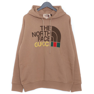 未使用 GUCCI × THE NORTH FACE COTTON HOODIE XS ブラウン 615061XJDBY グッチ ノースフェイス ロゴプルオーバースウェットパーカー