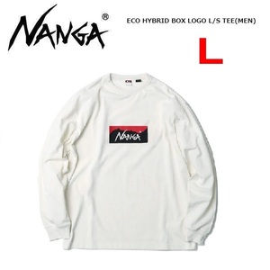 NANGA ナンガ エコハイブリッドボックスロゴロングTシャツ ホワイト L　1E150　メンズ　長袖　ロンT　アウトドア