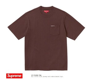 正規品 新品 未開封 FW23 Supreme S/S Pocket Tee シュプリーム エス/エス ポケット ティー シャツ Brown ブラウン Small スモール