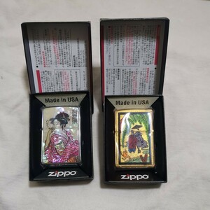 　Zippo　2個セット　浮世絵シェル　柳にウィンディ