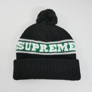 【1円】良好 Supreme 国内正規 24AW 24FW Big Stripe Beanie ビッグストライプビーニー ボンボン付き ニットキャップ ニット帽 Black 黒 F