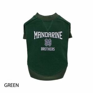 【M GREEN】MANDARINE BROTHERS マンダリンブラザーズ カレッジロゴスウェット ドッグウェア 犬の服 犬用スウェット ロゴ　カレッジロゴ