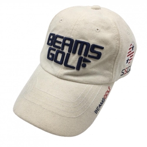 ビームスゴルフ キャップ アイボリー×ネイビー ウール混 ロゴ刺しゅう 58cm-60cm ゴルフウェア BEAMS GOLF