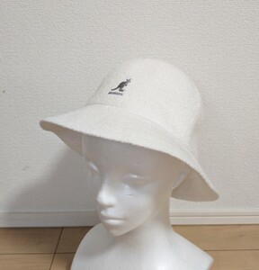 S 美品 KANGOL Bermuda Casual ふカンゴール バミューダカジュアル バケットハット ホワイト 白 0397BC