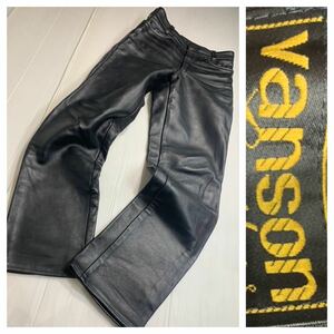 ヴィンテージ　VANSON Leathers バンソンレザーズ　バンソン　USA製　黒　肉厚　レザーパンツ 革パンツ　皮パンツ　W32 約79cm ブラック