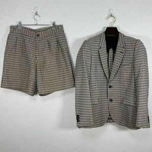 1円　極美品　Paul Smith ポールスミス　セットアップ　テーラードジャケット　ハーフパンツ　総柄　ブラウン/ベージュ系　Lサイズ　713