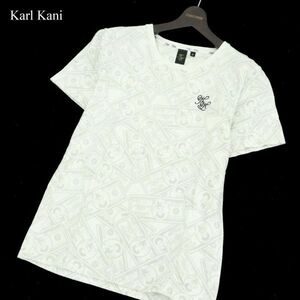 Karl Kani カールカナイ 春夏 紙幣 総柄★ ロゴ刺 半袖 クルーネック カットソー Tシャツ Sz.M　メンズ　A3T05004_5#A