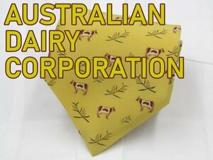 【ADC】 OC 787 オーストラリアン デイリー コーポレーション AUSTRALIAN DAIRY CORPORATION ネクタイ 黄系 アニマル 牛 プリント