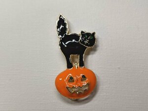 ハロウィーン キャット / ブラックキャット ＆ パンプキン /黒猫 ブローチ No,2　/送料120円～