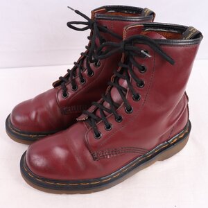 英国製 ドクターマーチン UK4/22.5cm-23.0cm/8ホール チェリー バーガンディ イングランド製 ブーツ dr.martens レディース 中古 dh4191