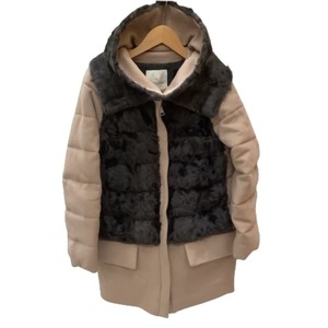 ♪♪ MONCLER モンクレール レディース ダウンコート ダウンジャケット SIZE 1 ラムファー ベージュ やや傷や汚れあり