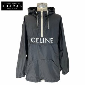 CELINE セリーヌ 国内正規 2W531495M 22SS フロントロゴ アノラックパーカー ナイロンブルゾン ジャケット 54 ブラック メンズ