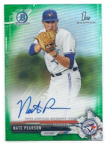 2017 Bowman Chrome Draft Nate Pearson Auto Green Refractor /99 オート 直筆サイン