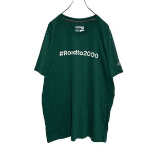 adidas 半袖 プリント Tシャツ XL グリーン ホワイト アディダス スポーツウェア climaLITE 古着卸 アメリカ仕入 a505-5460