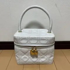 Christian Dior カナージュ バニティバッグ ホワイト　レザー