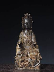  *珍品旧蔵* 明宣德 銅拓金 【観音】 仏像 時代物 擺件 置物 賞物 唐物 古美術品 中国古玩 K1230