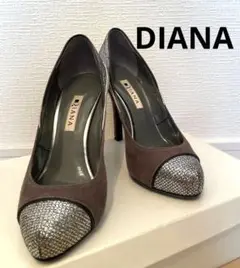 DIANA ダイアナ パンプス　グレー　ビジュー