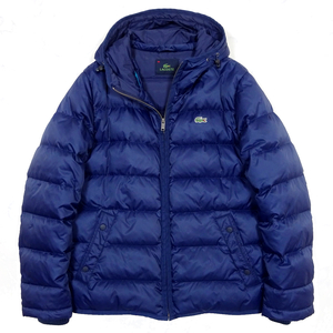 LACOSTE DOWN JACKET PARKA 美品 ラコステ 肉厚 ダウンジャケット パーカ size 48 ネイビー ファブリカ