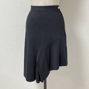 80s COMME des GARCONS コットン 変形 アシンメトリー フレア ミニ スカート 黒 Sサイズ コムデギャルソン VINTAGE archive 4060452