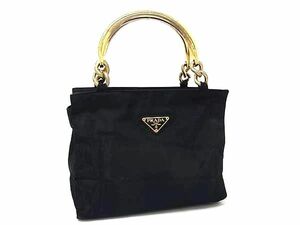 1円 PRADA プラダ メタルハンドル テスートナイロン ハンドバッグ トートバッグ レディース ダークネイビー系 BN0371