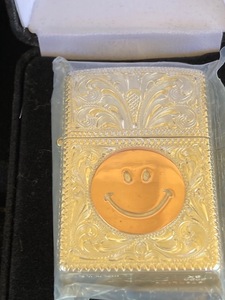 Zippo Silver King 五面掘#1 Design with Smiley